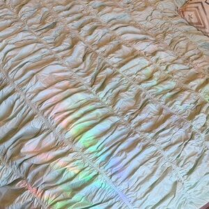 Anthropologie Voile Ruched Duvet Set Queen